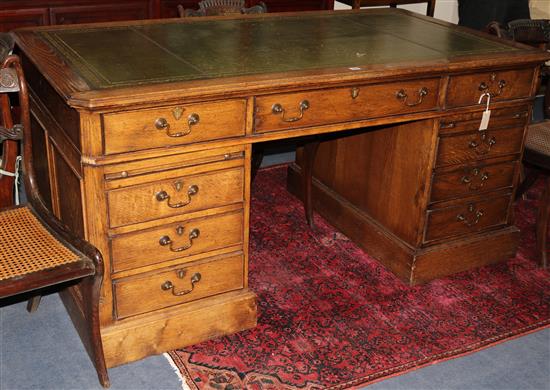 Georgian style oak pedestal desk W,170cm